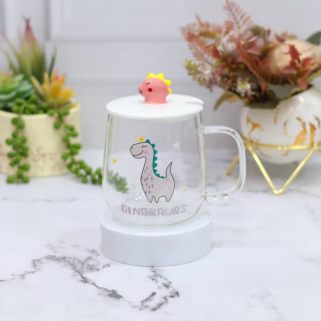 Unicorn-Dino Glass Milk Mug - 350 ml