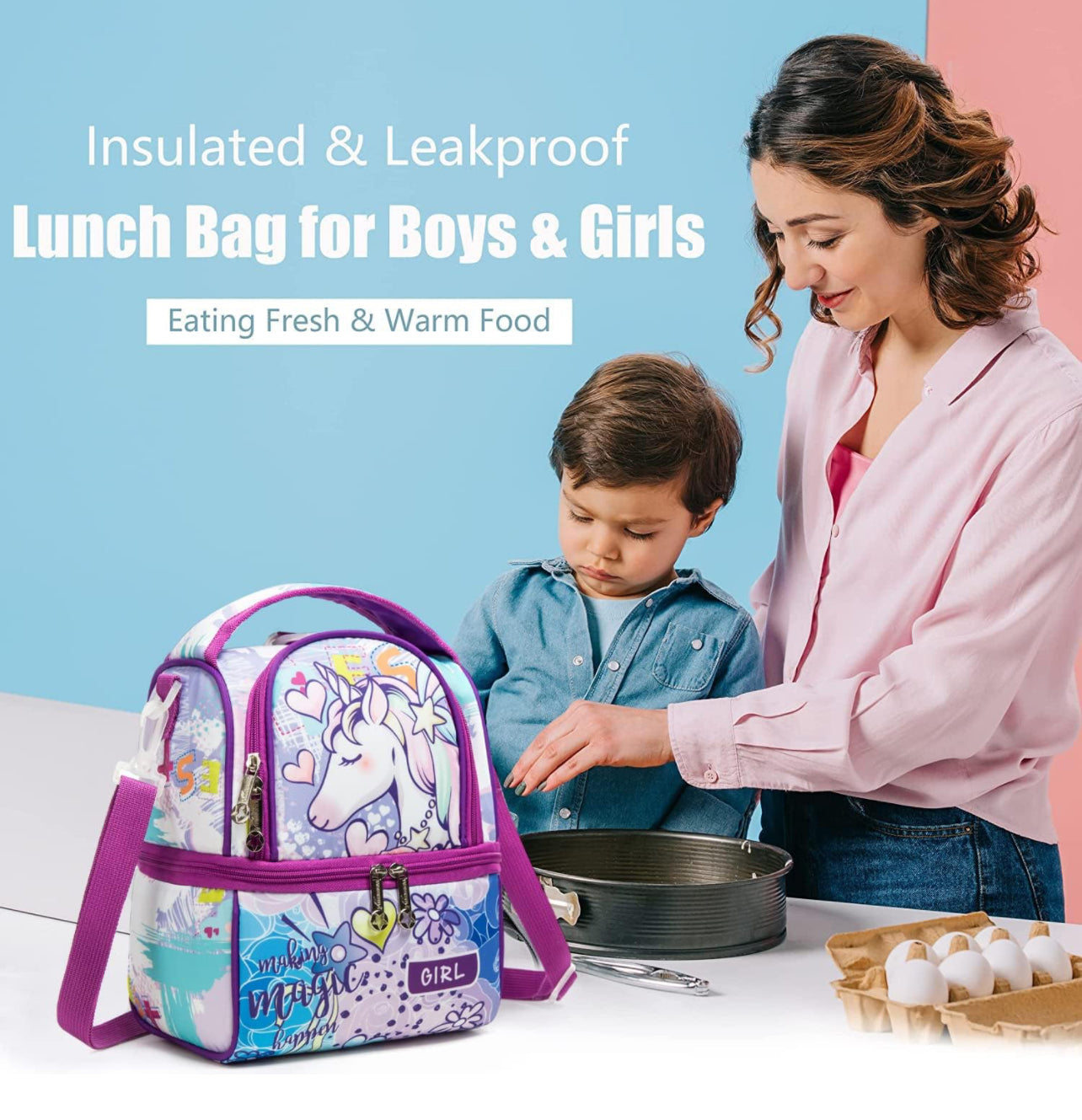 Cooler Bento Lunch/Picnic Bag - Big Two Compartments | Insulated