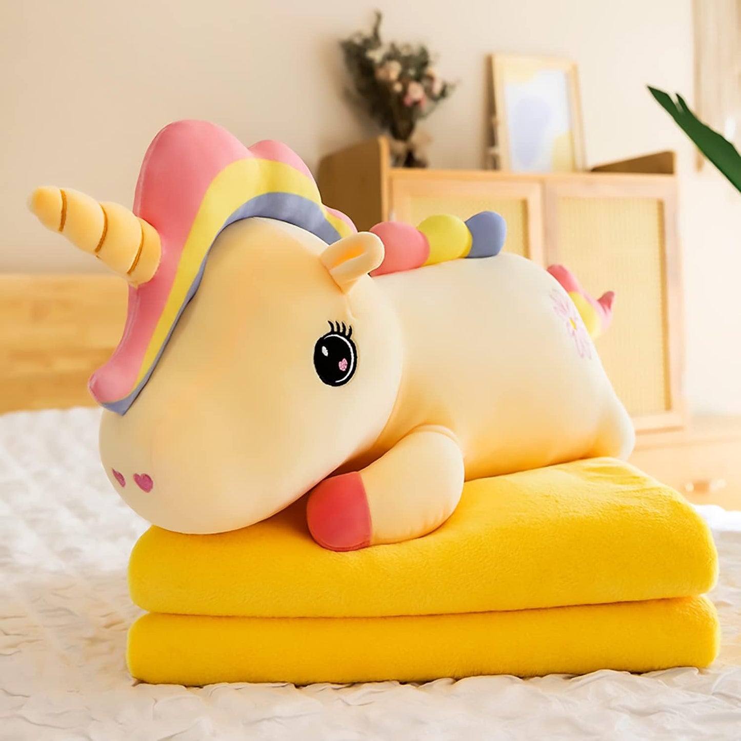 Unicorn Hugging Pillow Blankets - Soft, Warm, Cozy and Furry