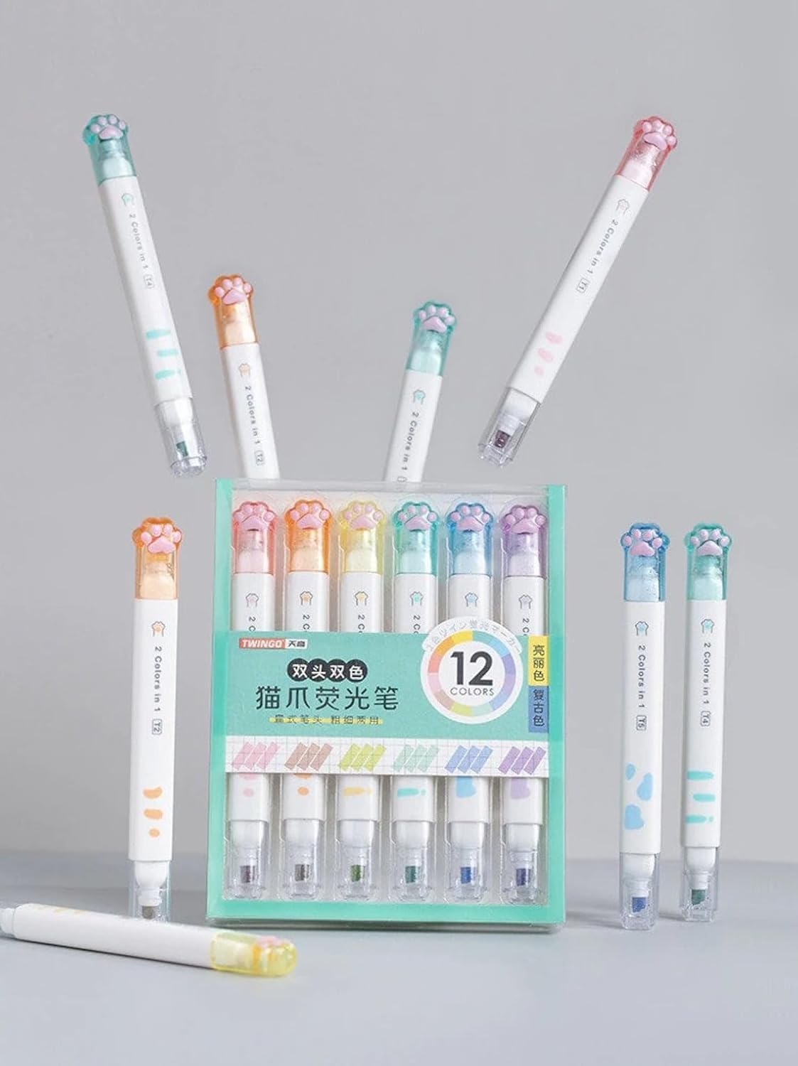 Cat Paw Highlighter Chisel Pen | 12 Color