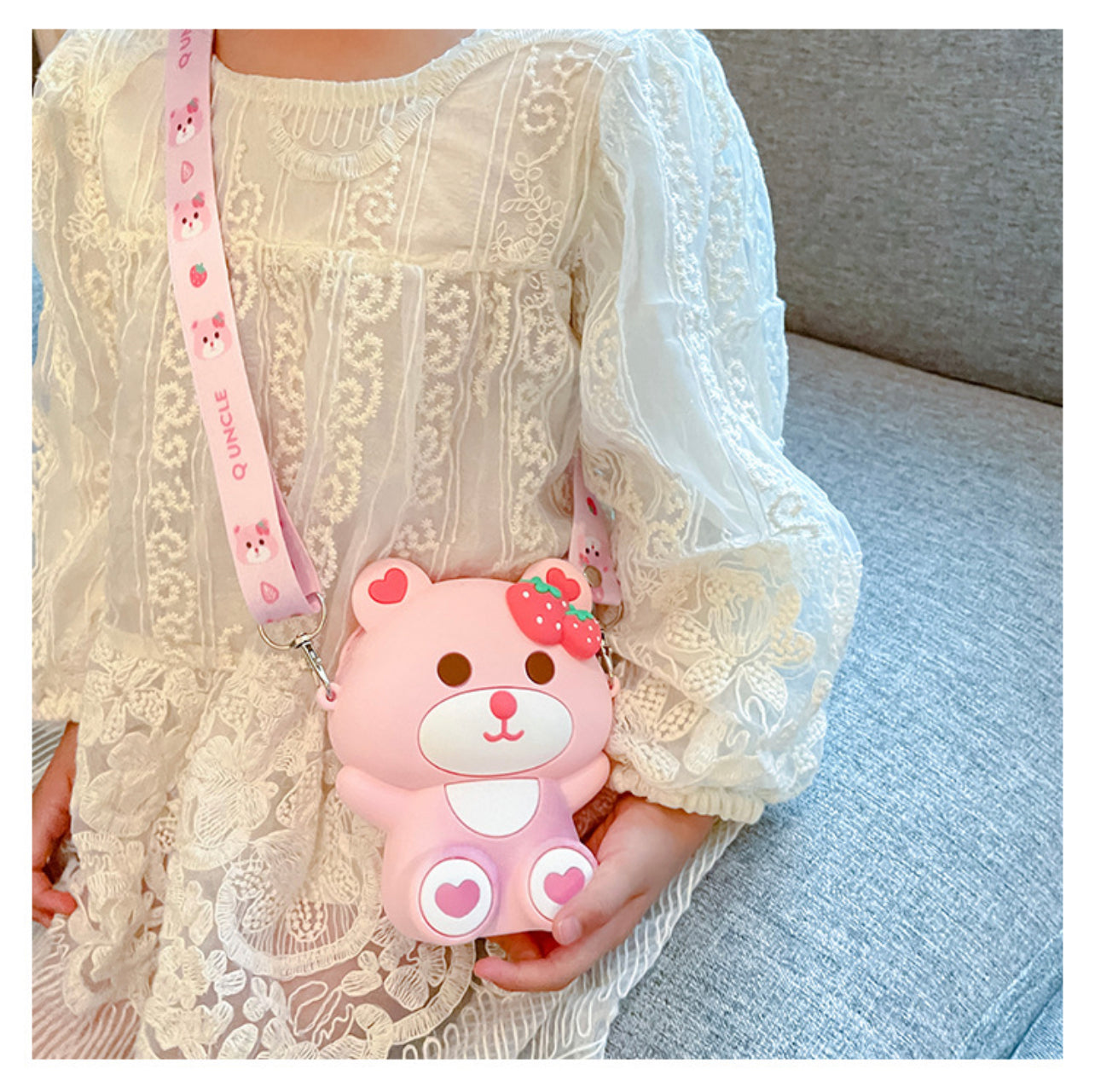 Adorable Teddy Design Sling Bag with Comb and Mirror