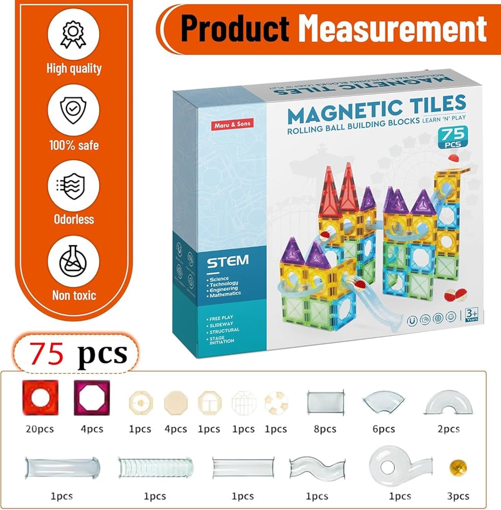 75pcs Magnetic Tiles - Learn n Play