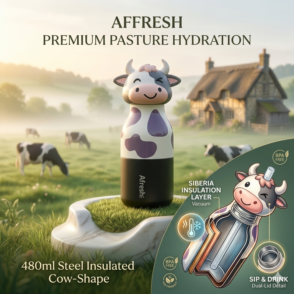 Afresh - Cow Insulated 3D Bottle
