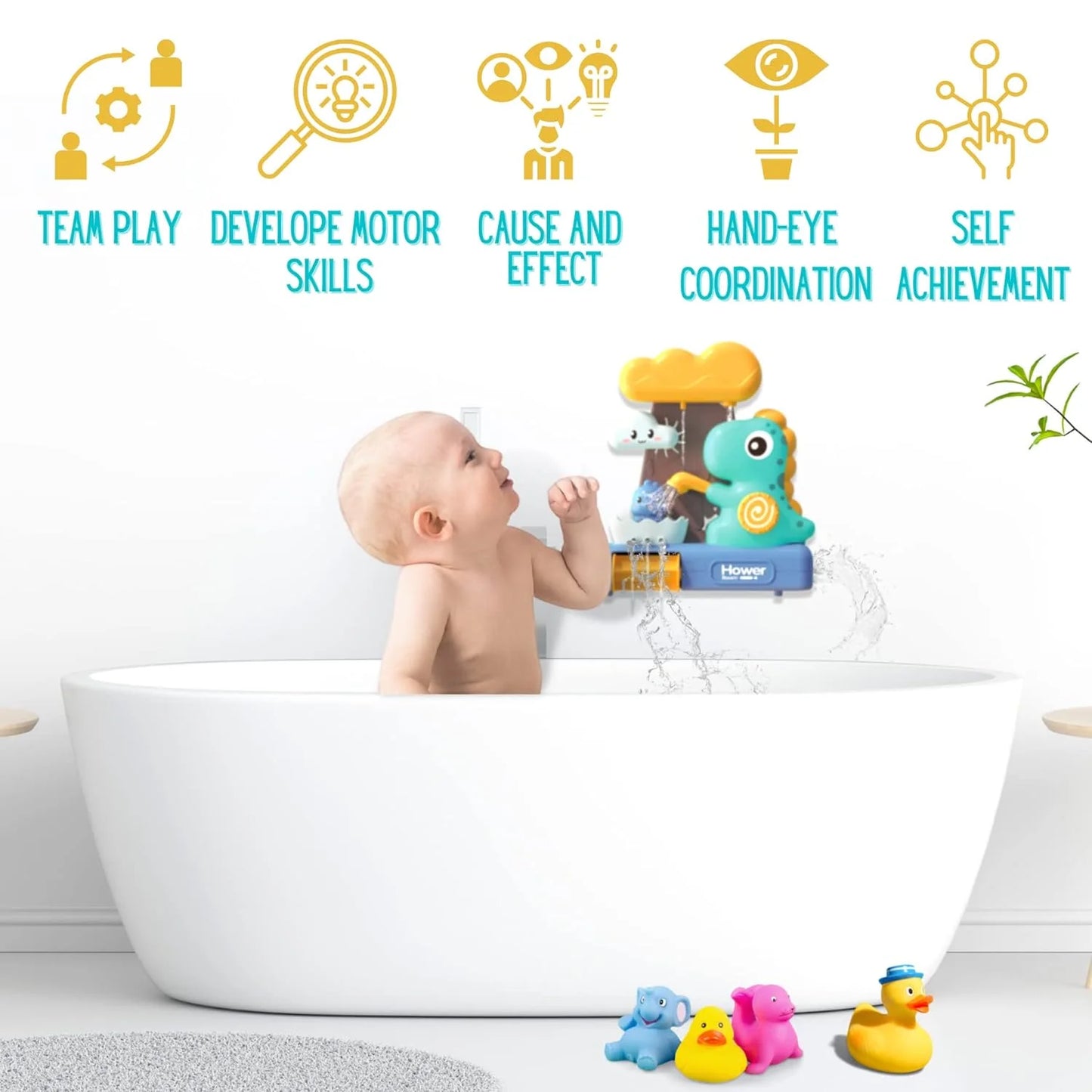 DinoSplash : Interactive Dinosaur Water Bath Shower Toy for Kids