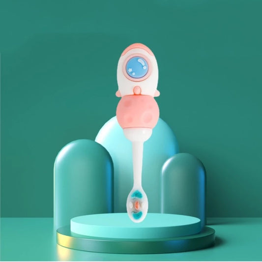 Cute 3D Baby Rocket/Robot Shape Microfiber Soft Bristles Toothbrush with Travel Case