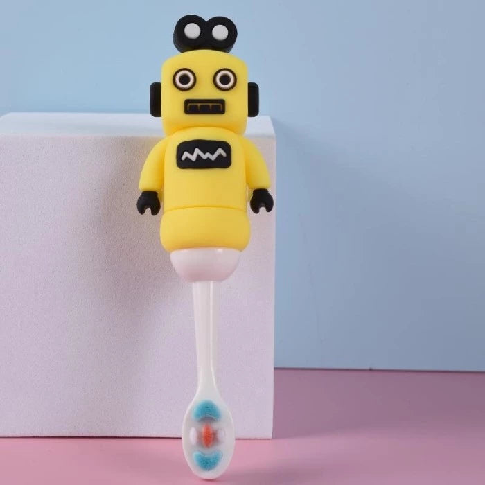 Cute 3D Baby Rocket/Robot Shape Microfiber Soft Bristles Toothbrush with Travel Case