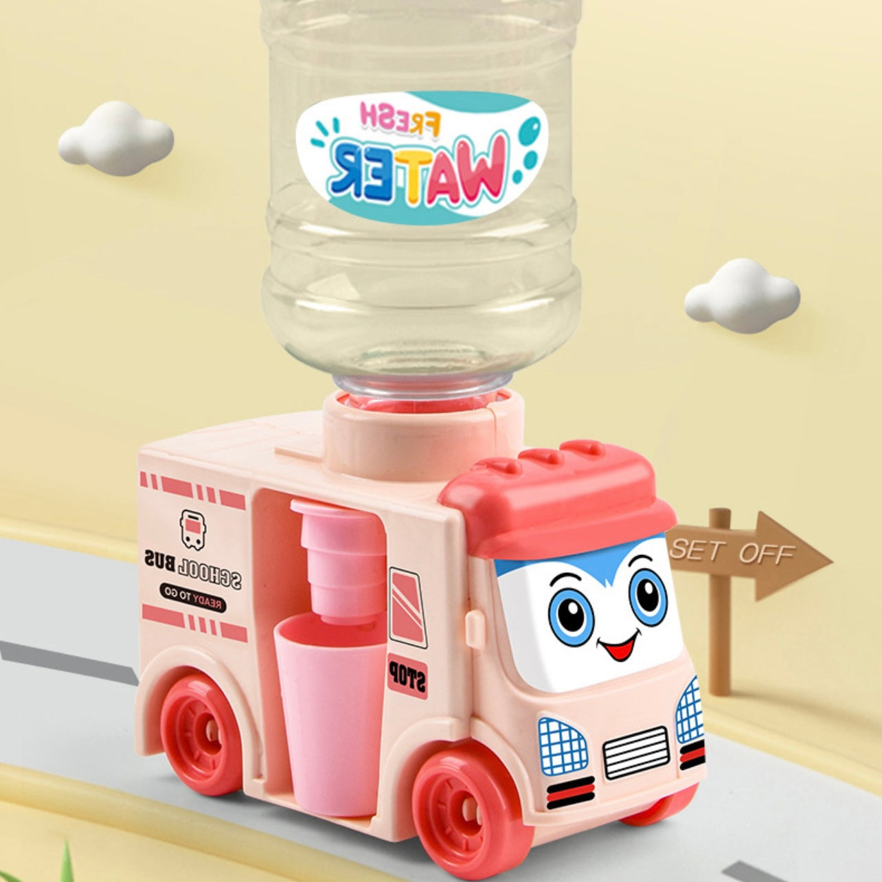 Mini Bus Water Tank/Dispenser with Playing Clay