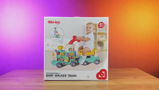 Baby Walker 5 in 1 | Steam Train Walker with Light Music for Riding, Pulling,Pushing for Babies