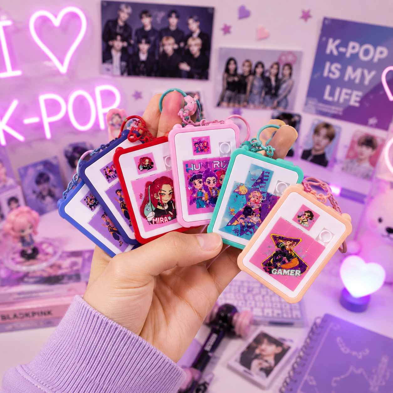 K-pop - Demon Hunter - Puzzle Card Keychain