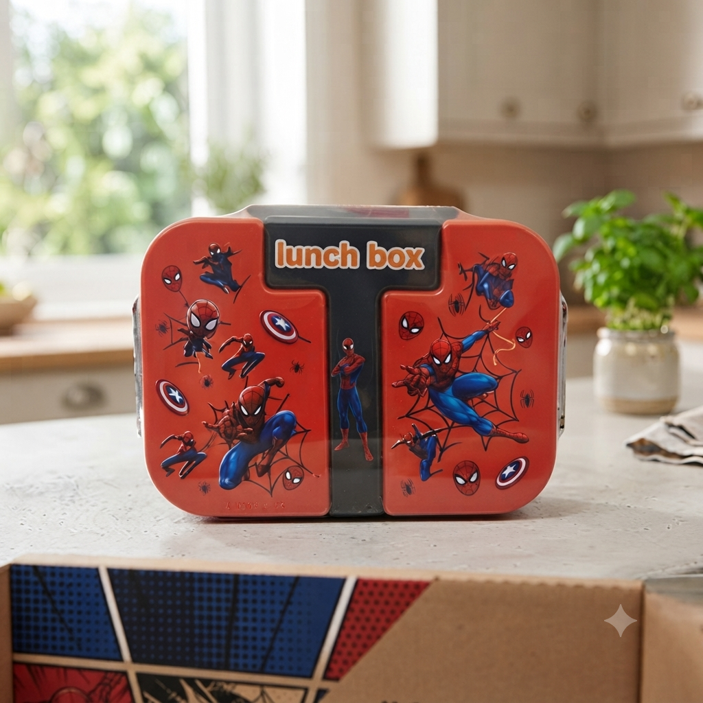 Spiderman - 3 Grid Lunchbox | 600ml | Spill Free