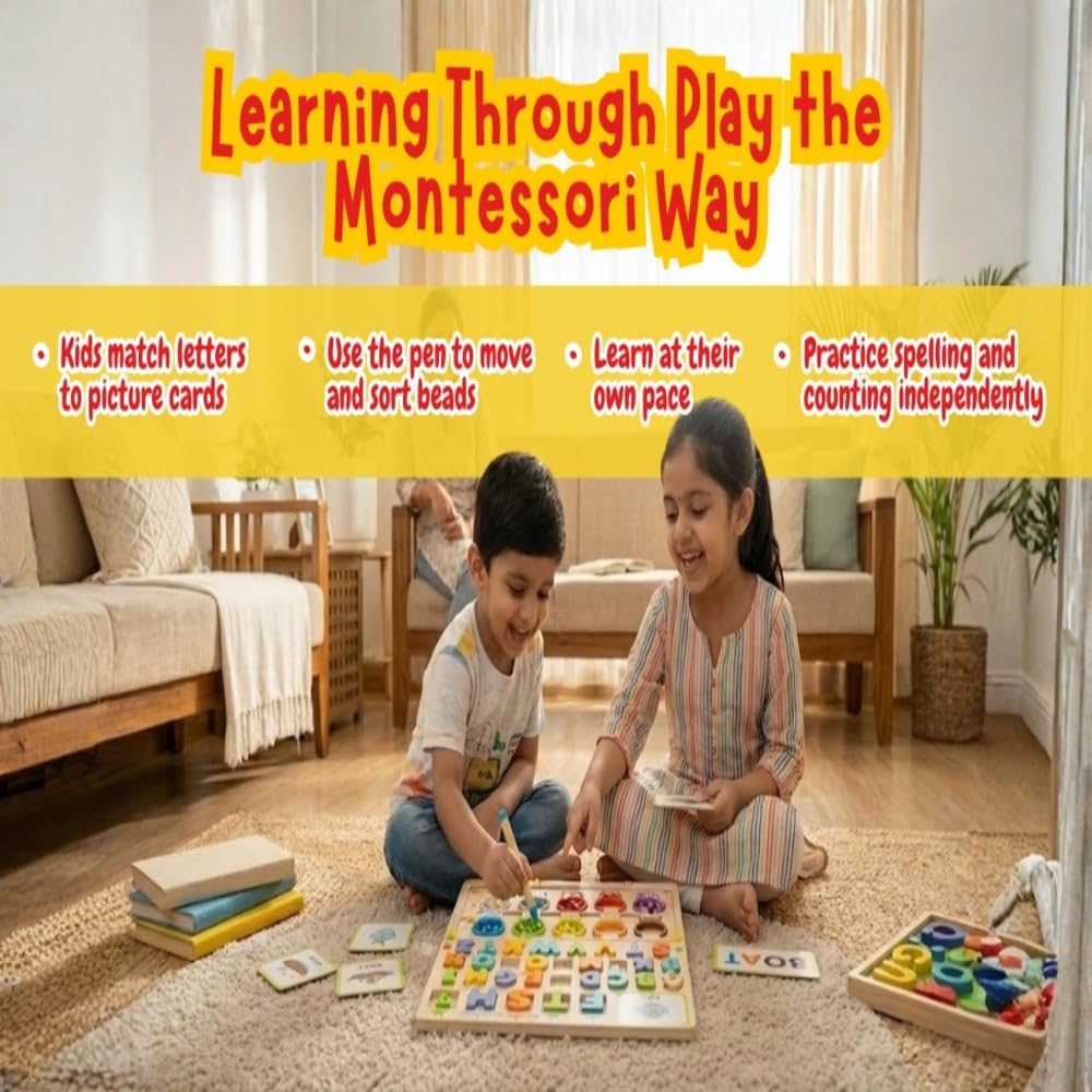 3-in-1 Wooden Alphabet & Learning Puzzle Board