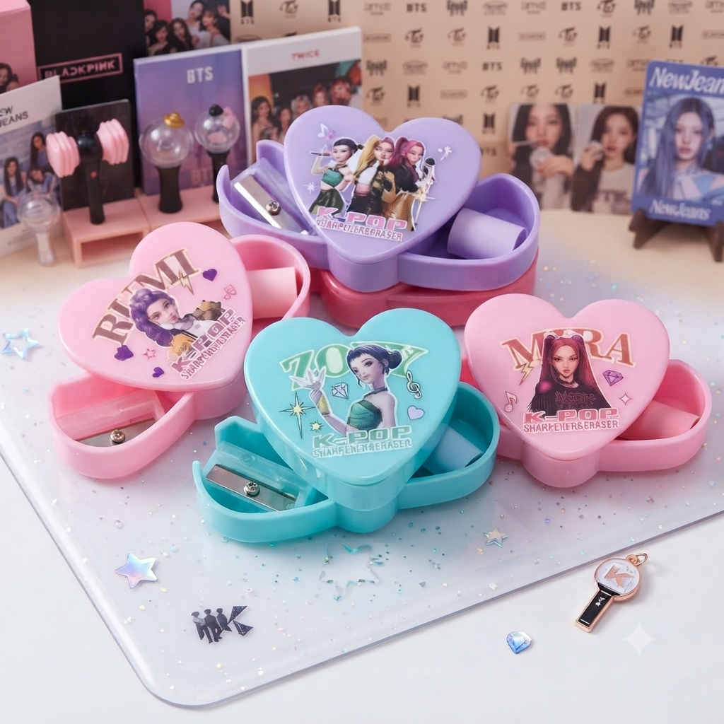 K-Pop Heart Shape Sharpener With Eraser