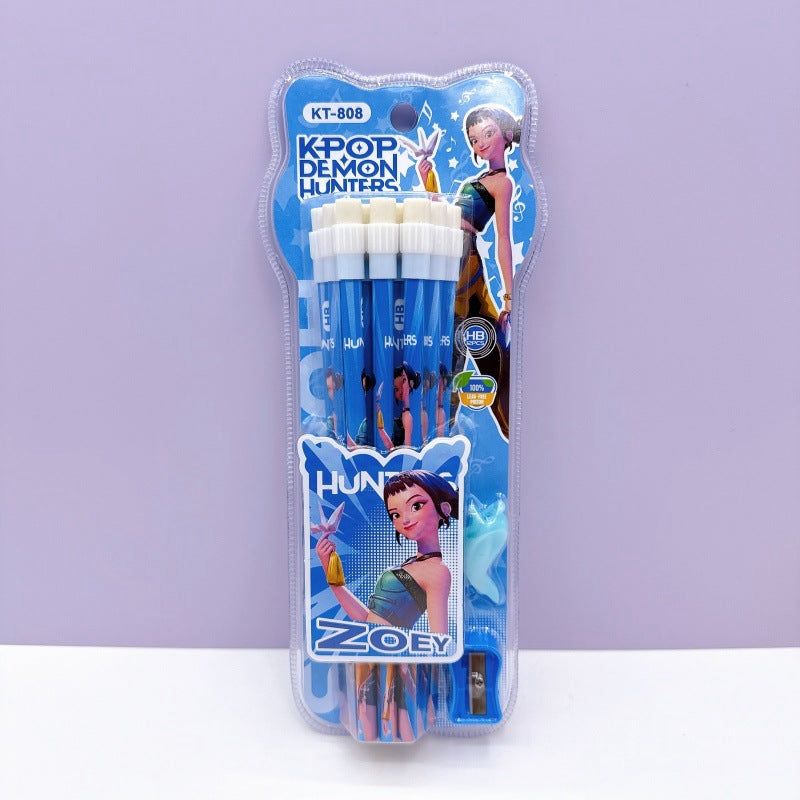 K-Pop - Demon Hunters Pencil Set | 12 Pcs with Sharpener