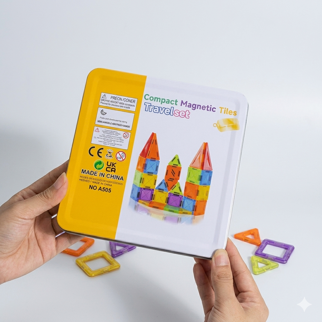 56pcs Compact Magnetic Tiles Travel Set (STEM)