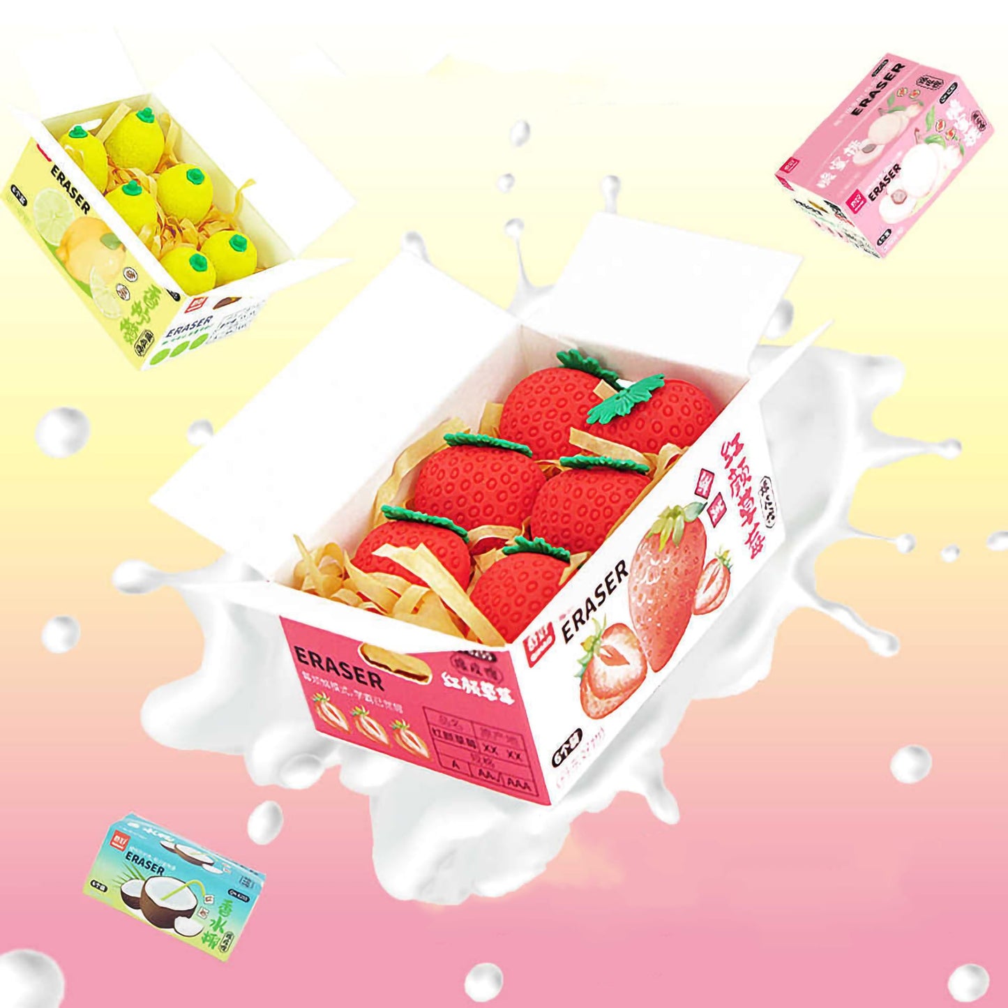3D Fruit Eraser Set - 12pcs