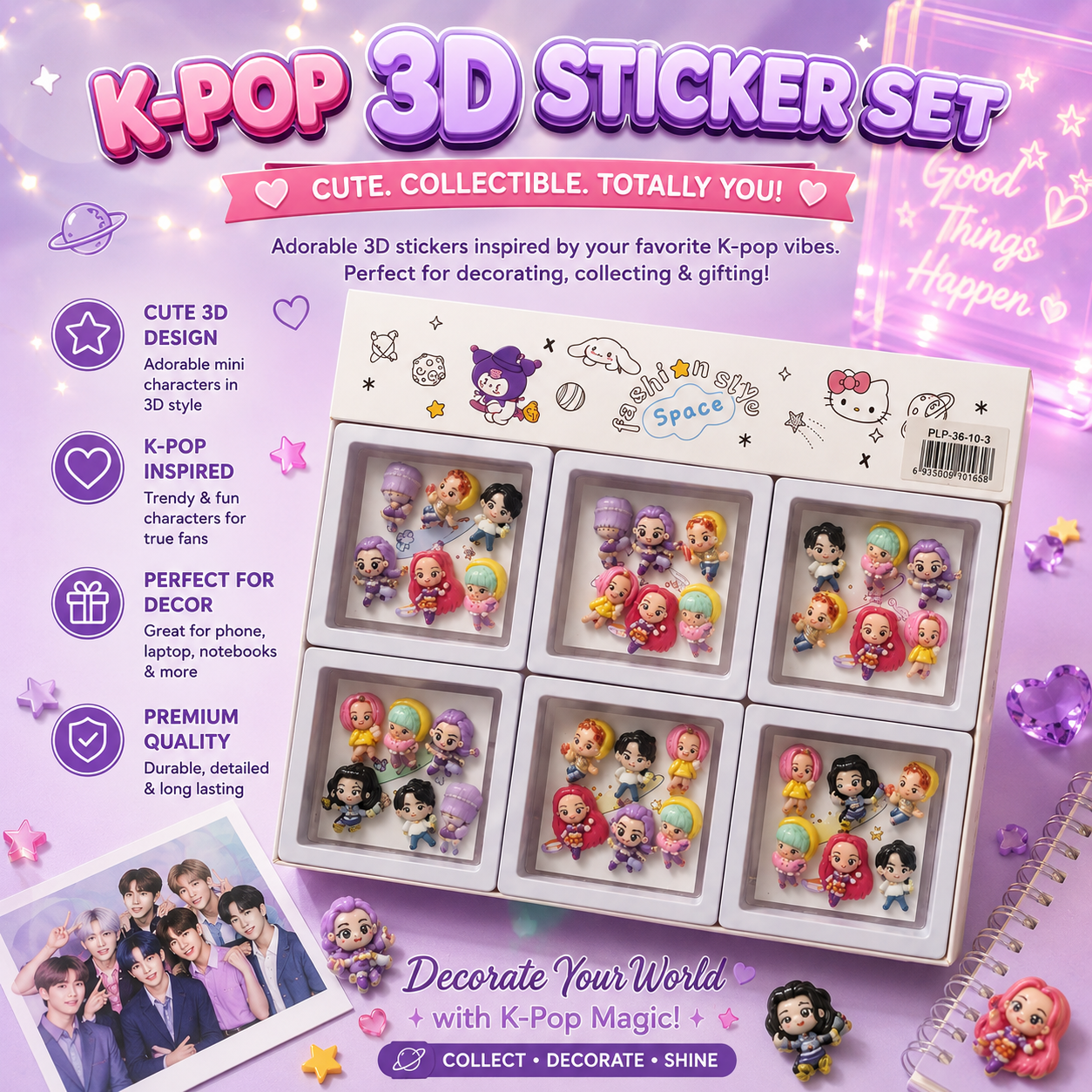 K-pop - 3D Sticker Set | 1 set