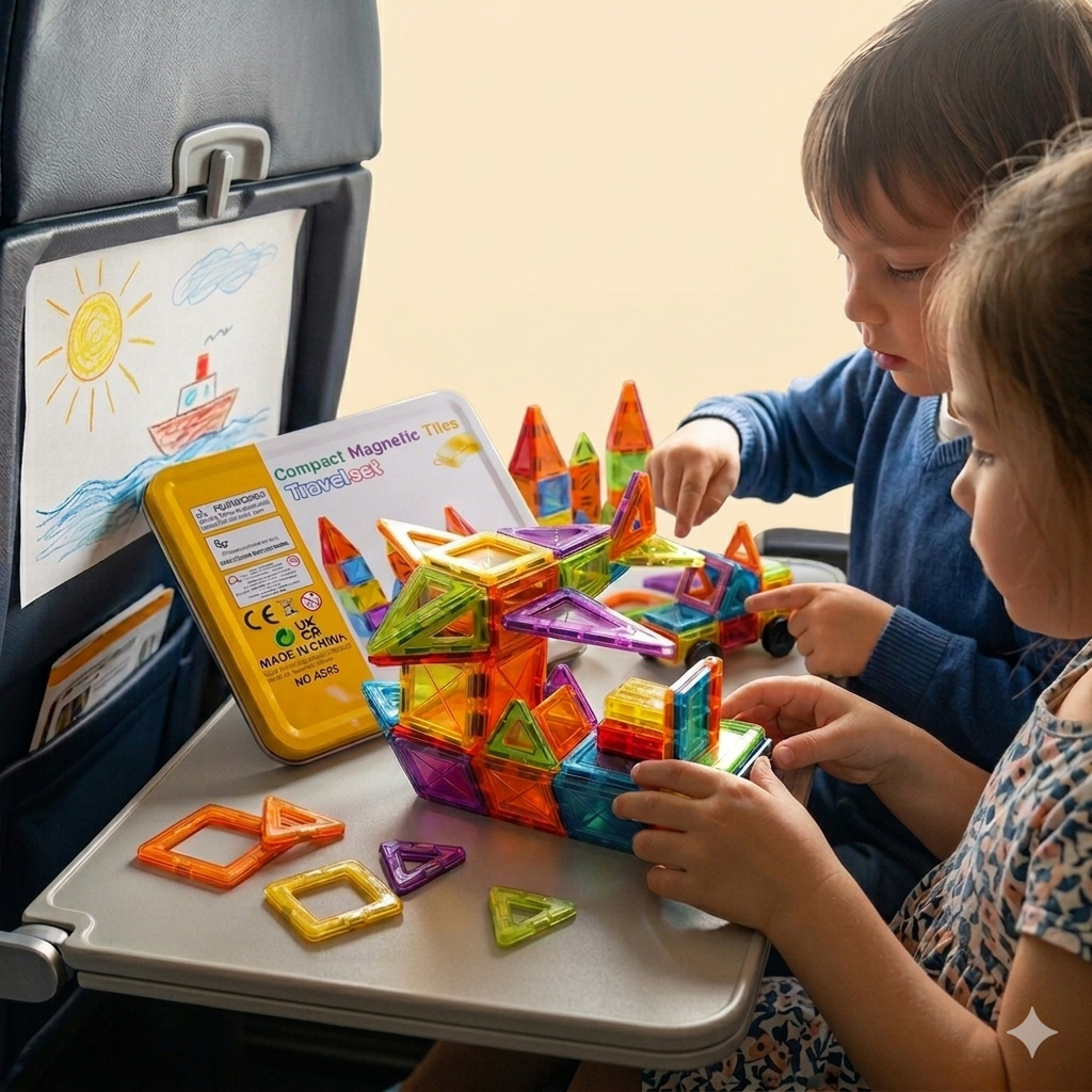 56pcs Compact Magnetic Tiles Travel Set (STEM)