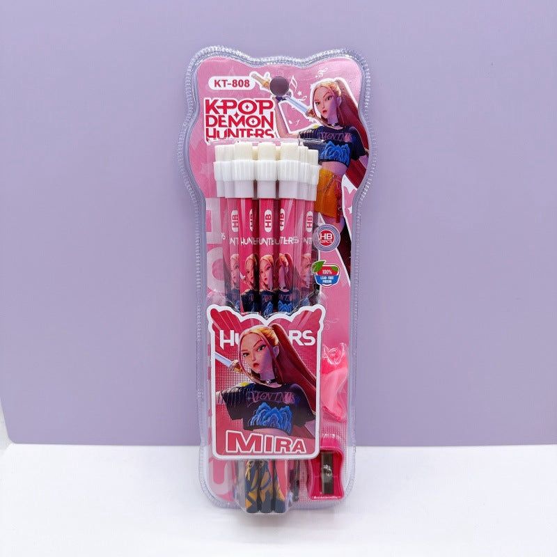 K-Pop - Demon Hunters Pencil Set | 12 Pcs with Sharpener