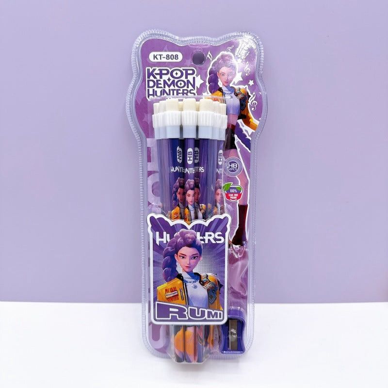 K-Pop - Demon Hunters Pencil Set | 12 Pcs with Sharpener