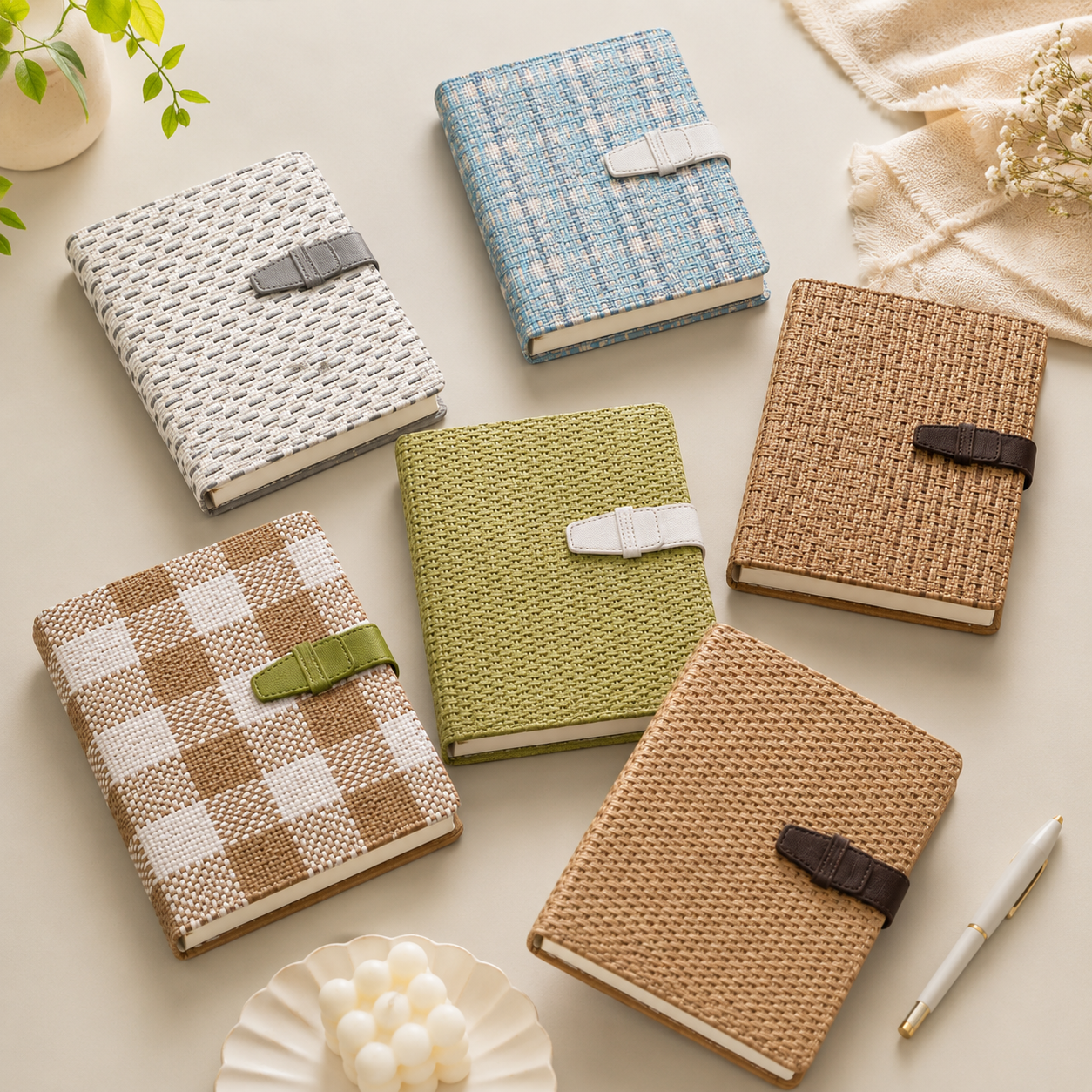 A5 Woven Cover Diary with Magnetic Closure