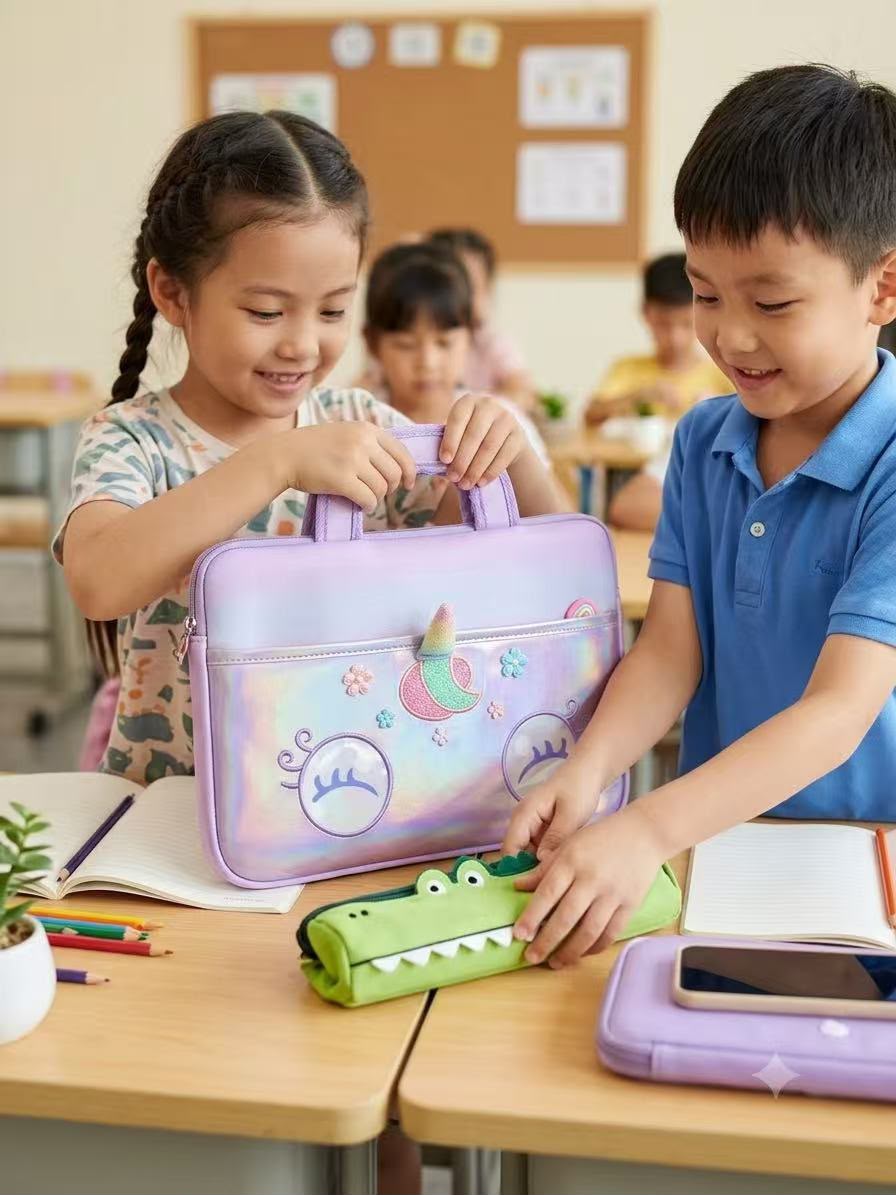 Kids cartoon print laptop bag