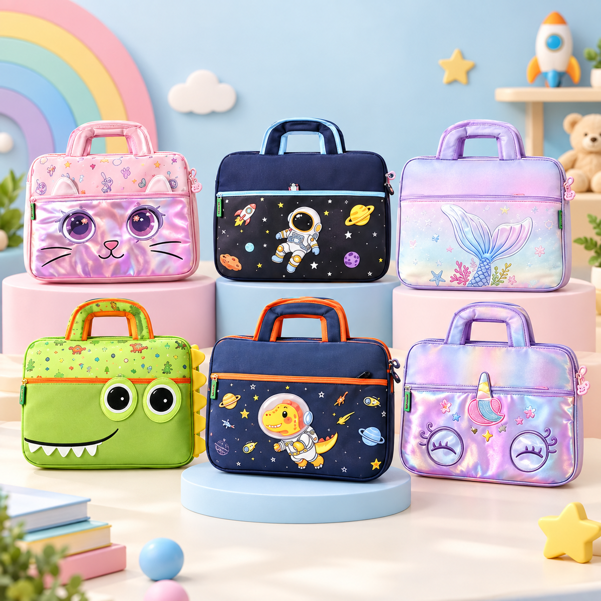 Kids cartoon print laptop bag