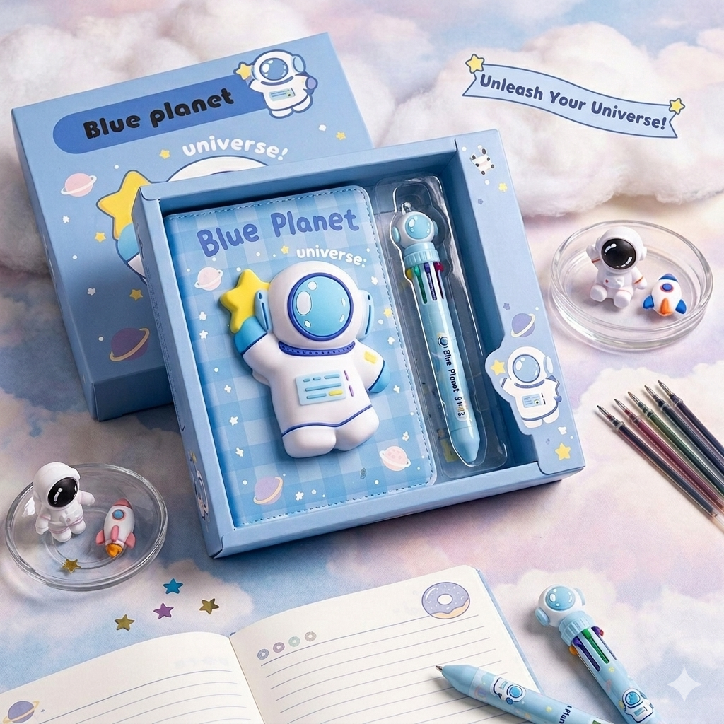 Blue Planet 3D Squishy Notebook With Pen
