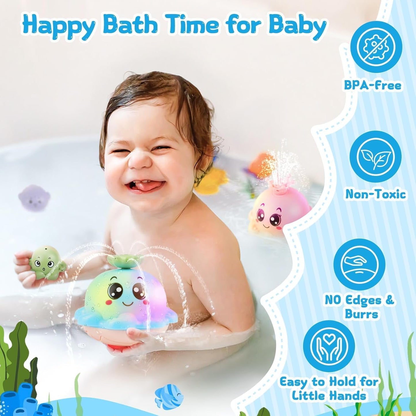 Cute Octopus Baby Bath Toy with Water Spray