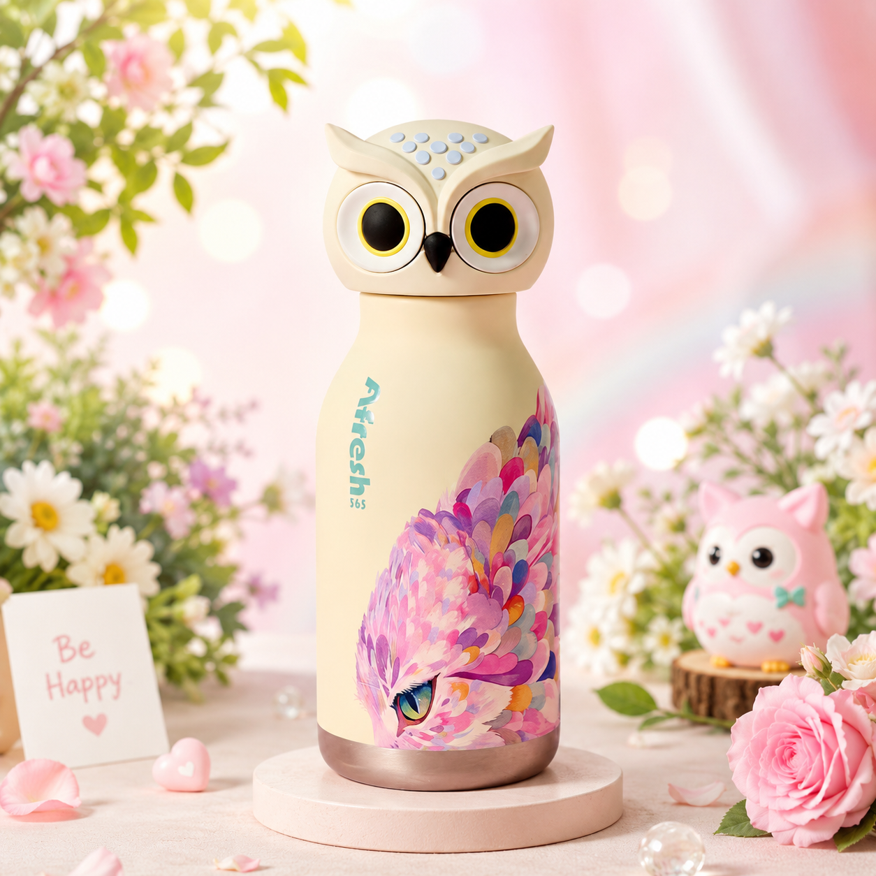 Afresh - Owl Insulated 3D Bottle