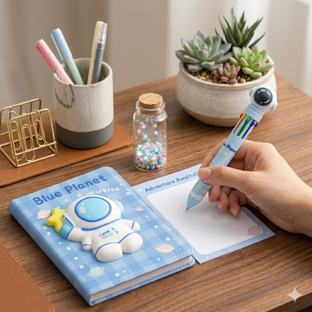 Blue Planet 3D Squishy Notebook With Pen