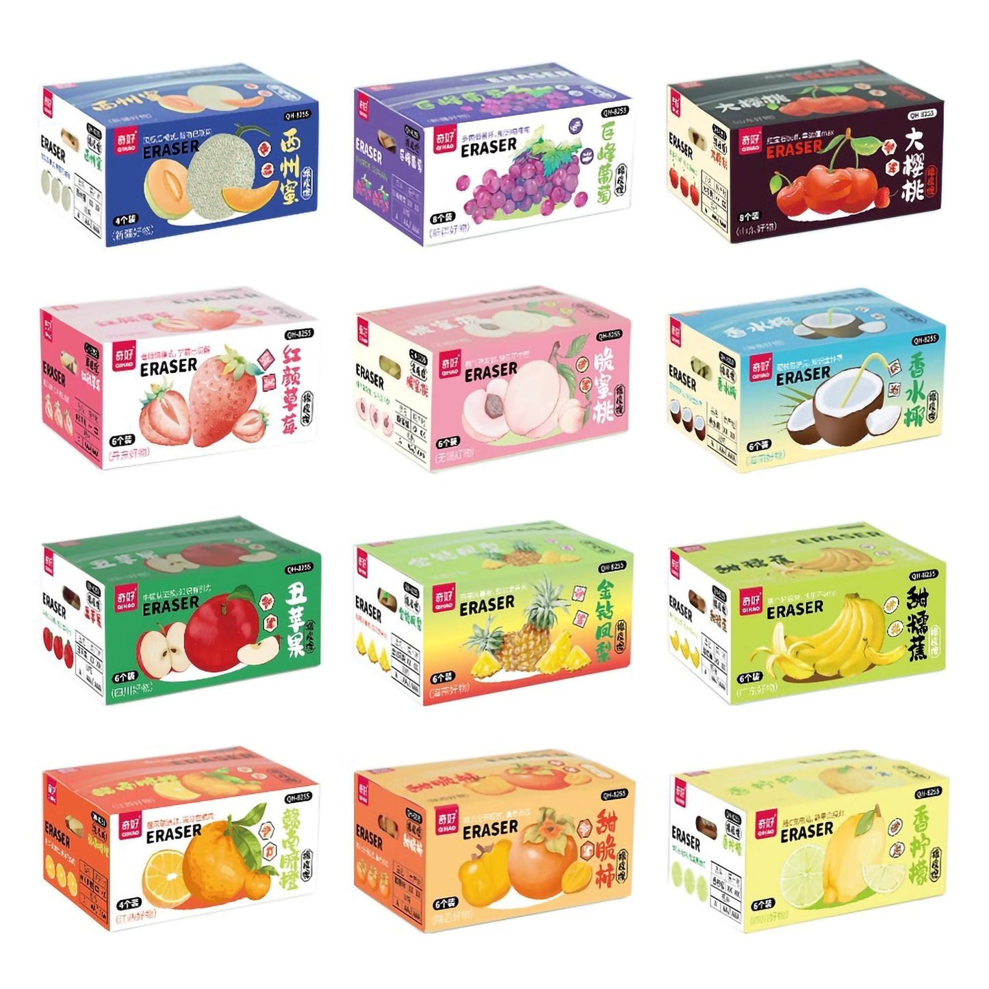 3D Fruit Eraser Set - 12pcs