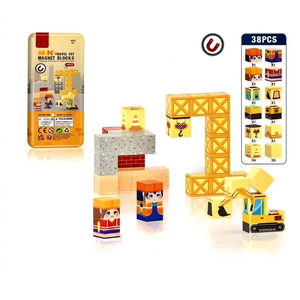 Minecraft - 38pcs Compact Magnetic Tiles Travel Set (STEM)