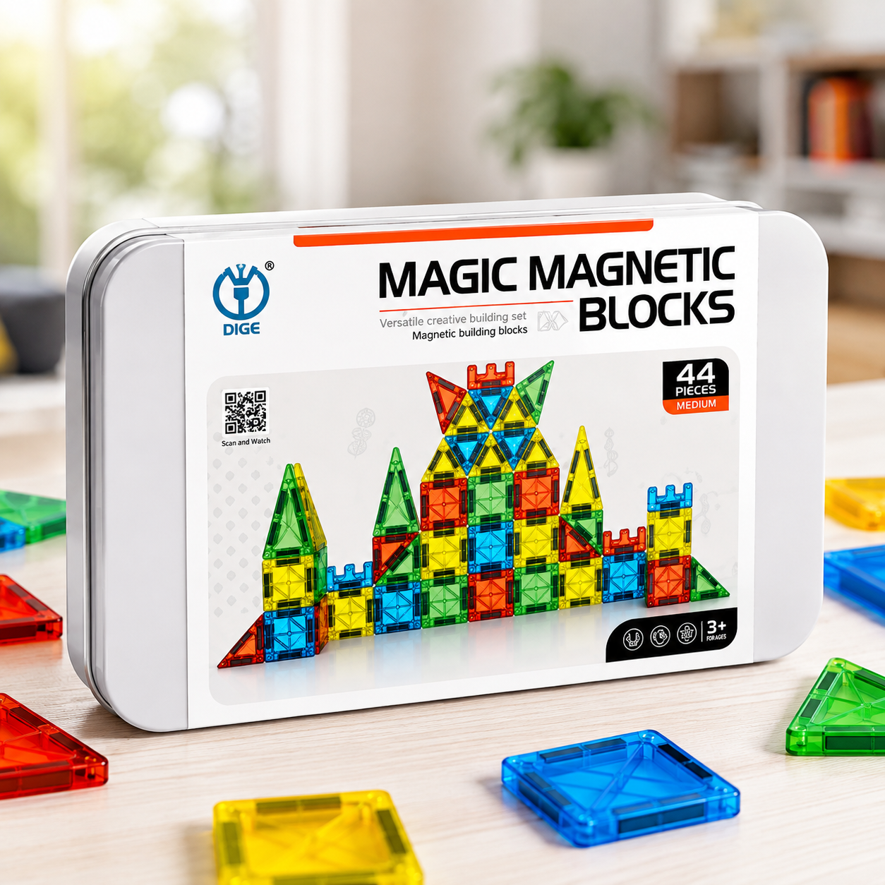 44pcs Compact Magnetic Tiles Travel Set (STEM)
