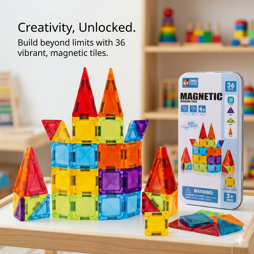 36pcs Magnetic Building Tiles (STEM)