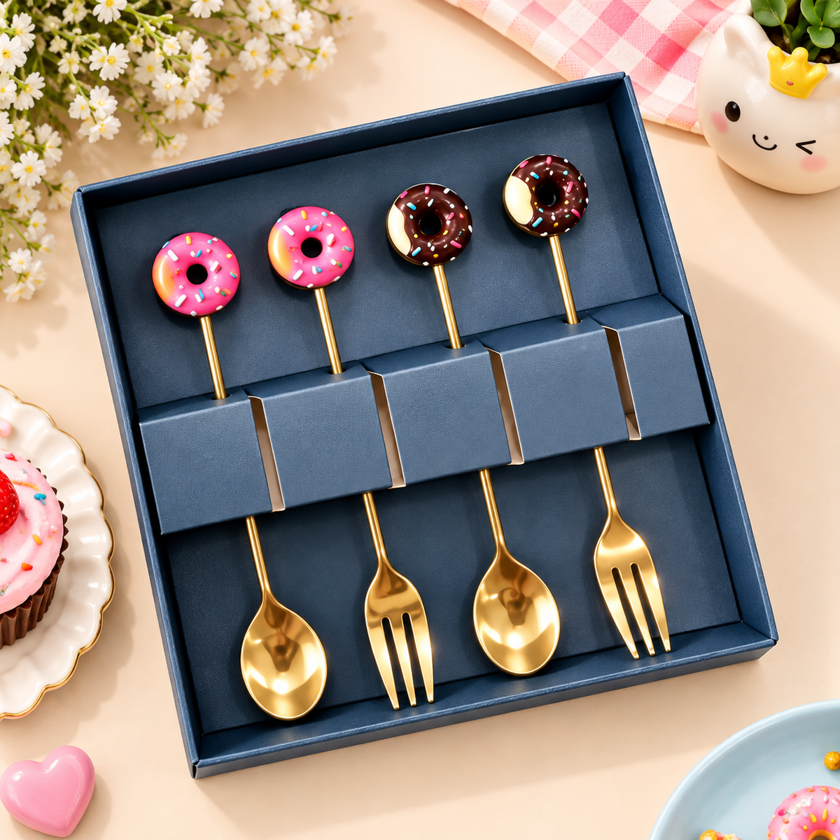 Donut Delight Dessert - 4pcs Cutlery Set