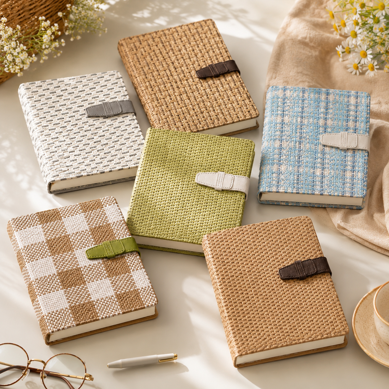 A5 Woven Cover Diary with Magnetic Closure