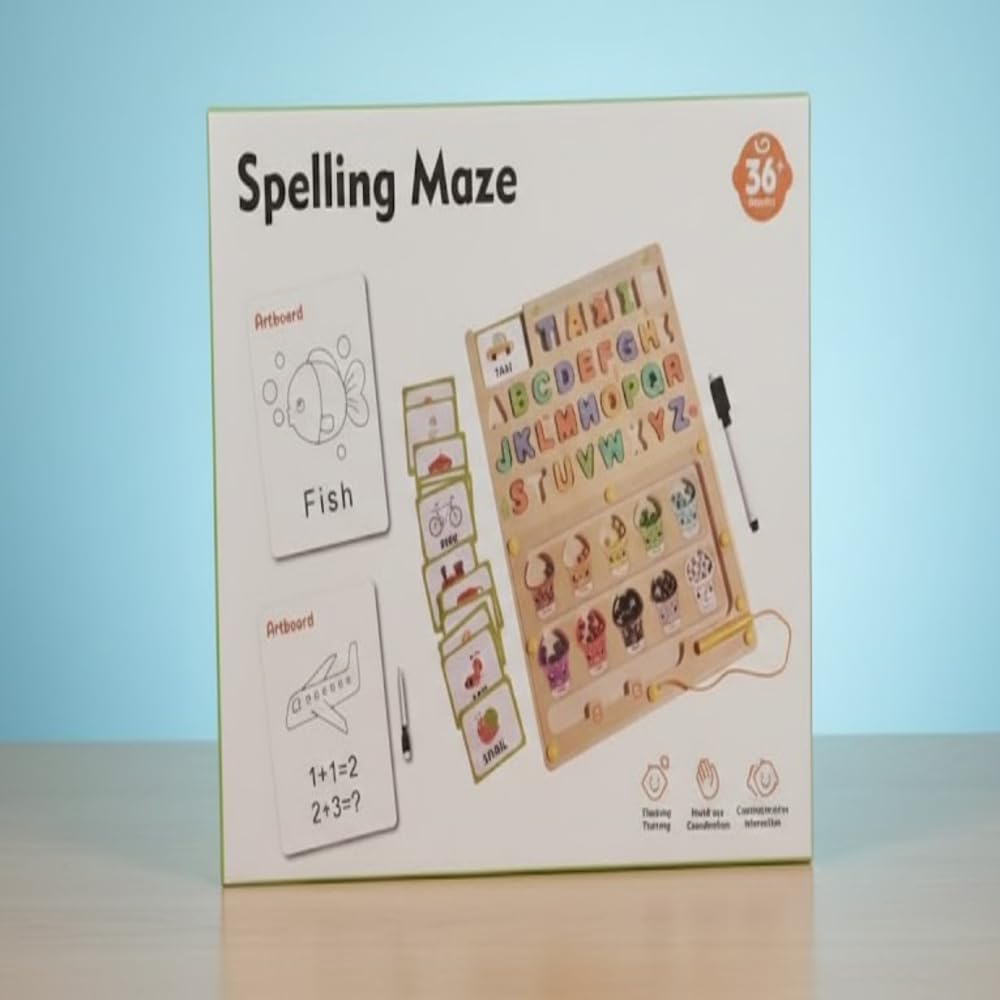 3-in-1 Wooden Alphabet & Learning Puzzle Board