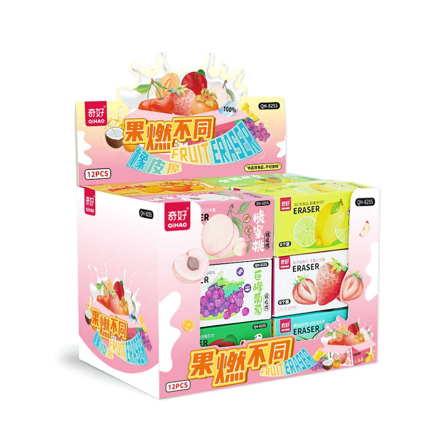 3D Fruit Eraser Set - 12pcs