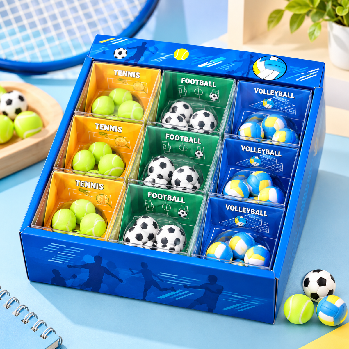 Sports Ball Erasers - 4pcs