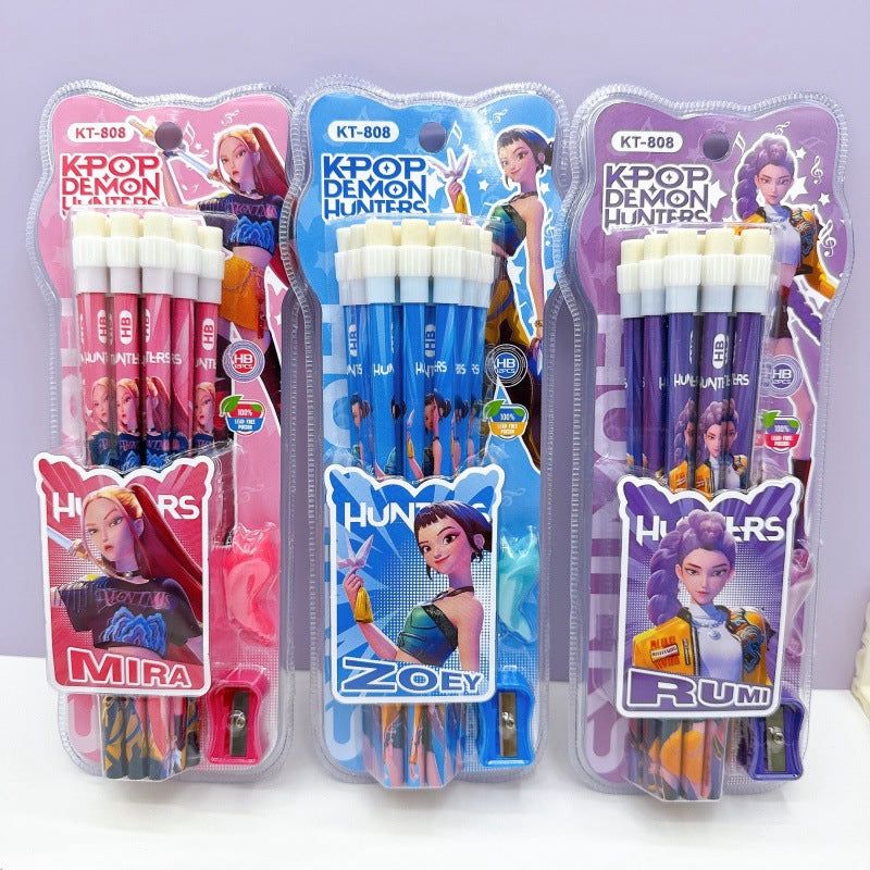 K-Pop - Demon Hunters Pencil Set | 12 Pcs with Sharpener