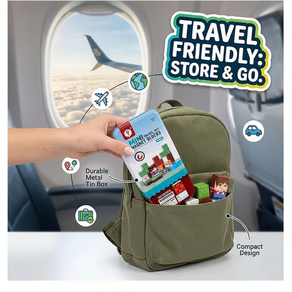 Minecraft - 38pcs Compact Magnetic Tiles Travel Set (STEM)
