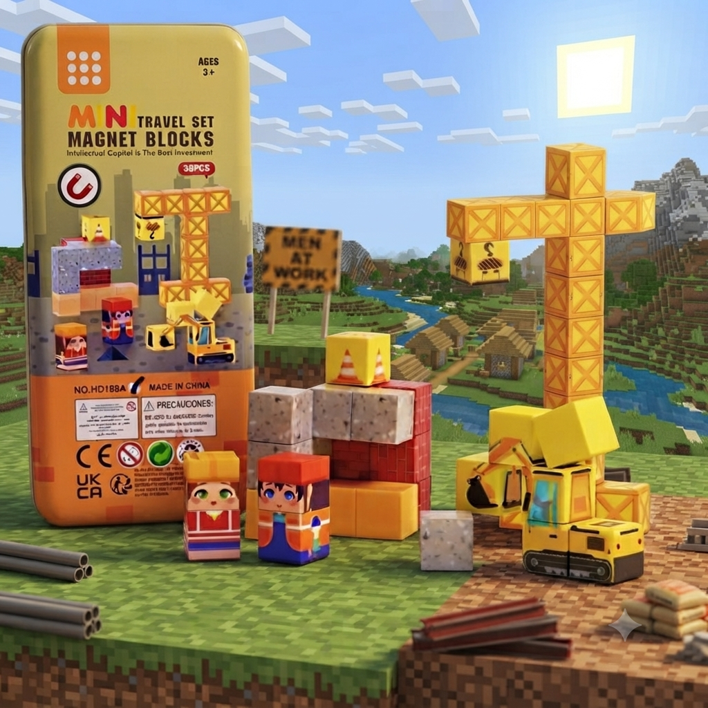 Minecraft - 38pcs Compact Magnetic Tiles Travel Set (STEM)
