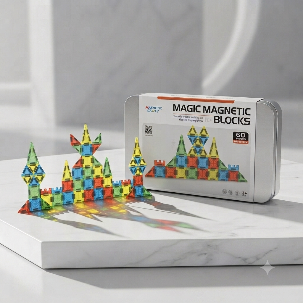 60pcs Compact Magnetic Tiles Travel Set (STEM)
