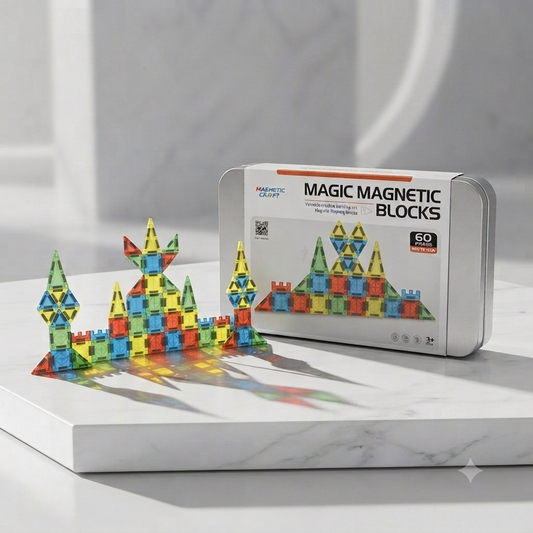 60pcs Compact Magnetic Tiles Travel Set (STEM)