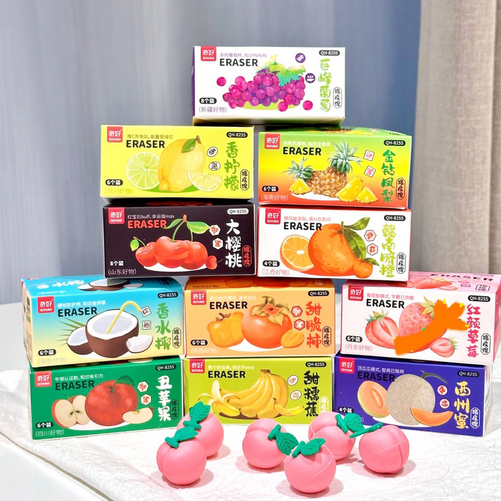3D Fruit Eraser Set - 12pcs