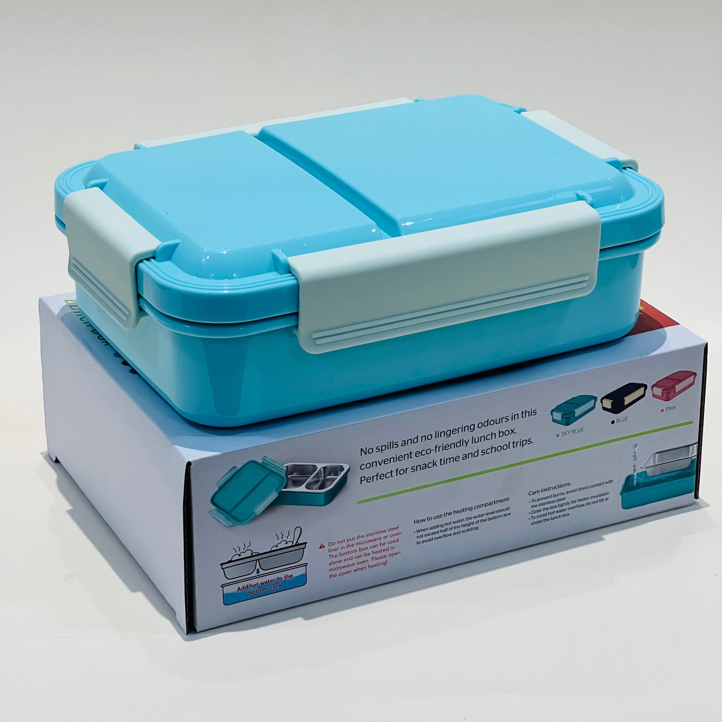 Opaque Lid : Spill Free  2 Grids Lunchbox