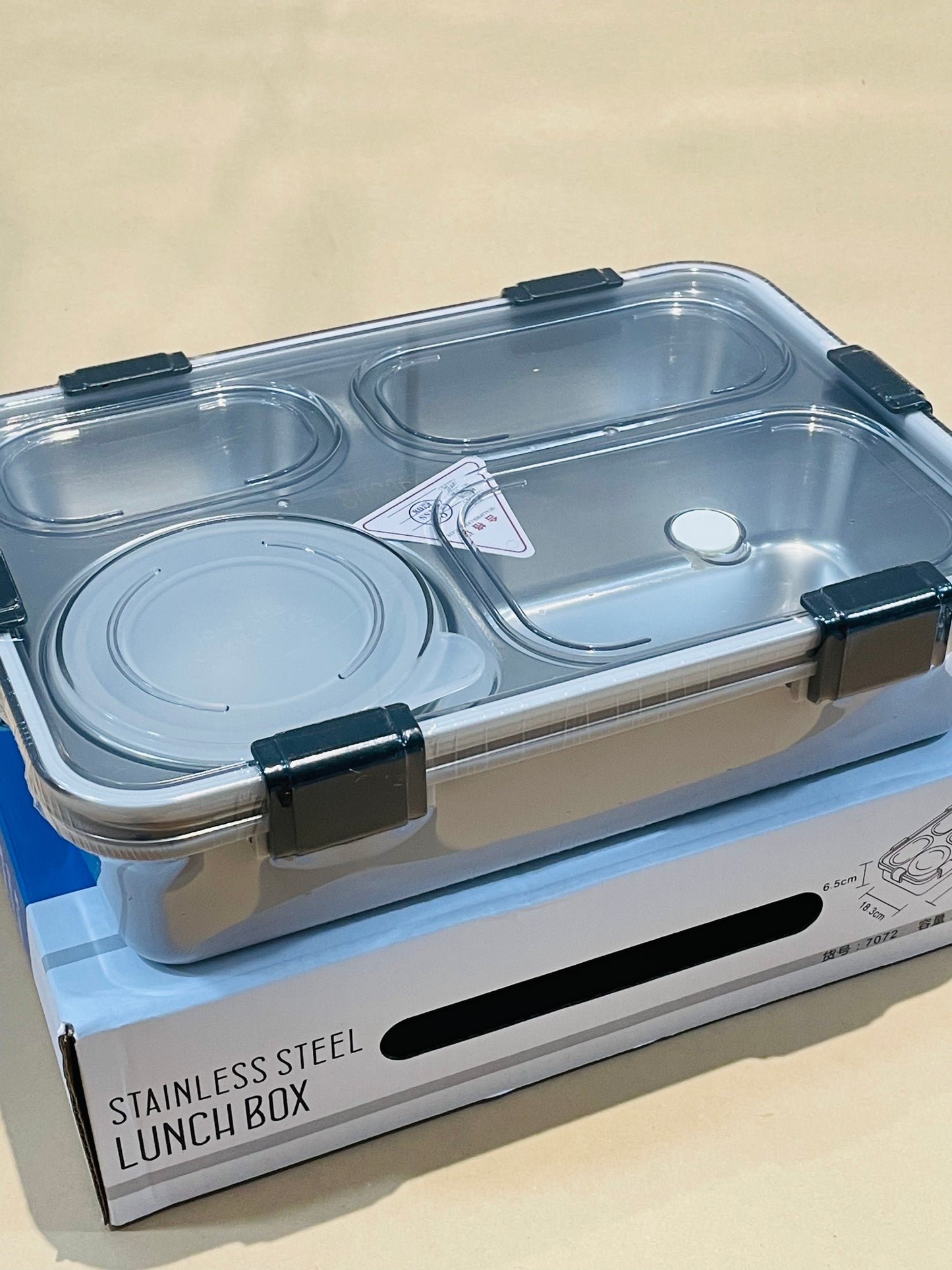 4 compartments Bento Steel Lunchbox for Adults/Teenagers