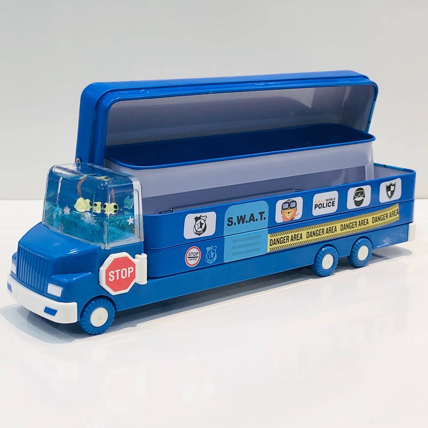 Police-Ice cream Bus Watery Glitter Pencil Box